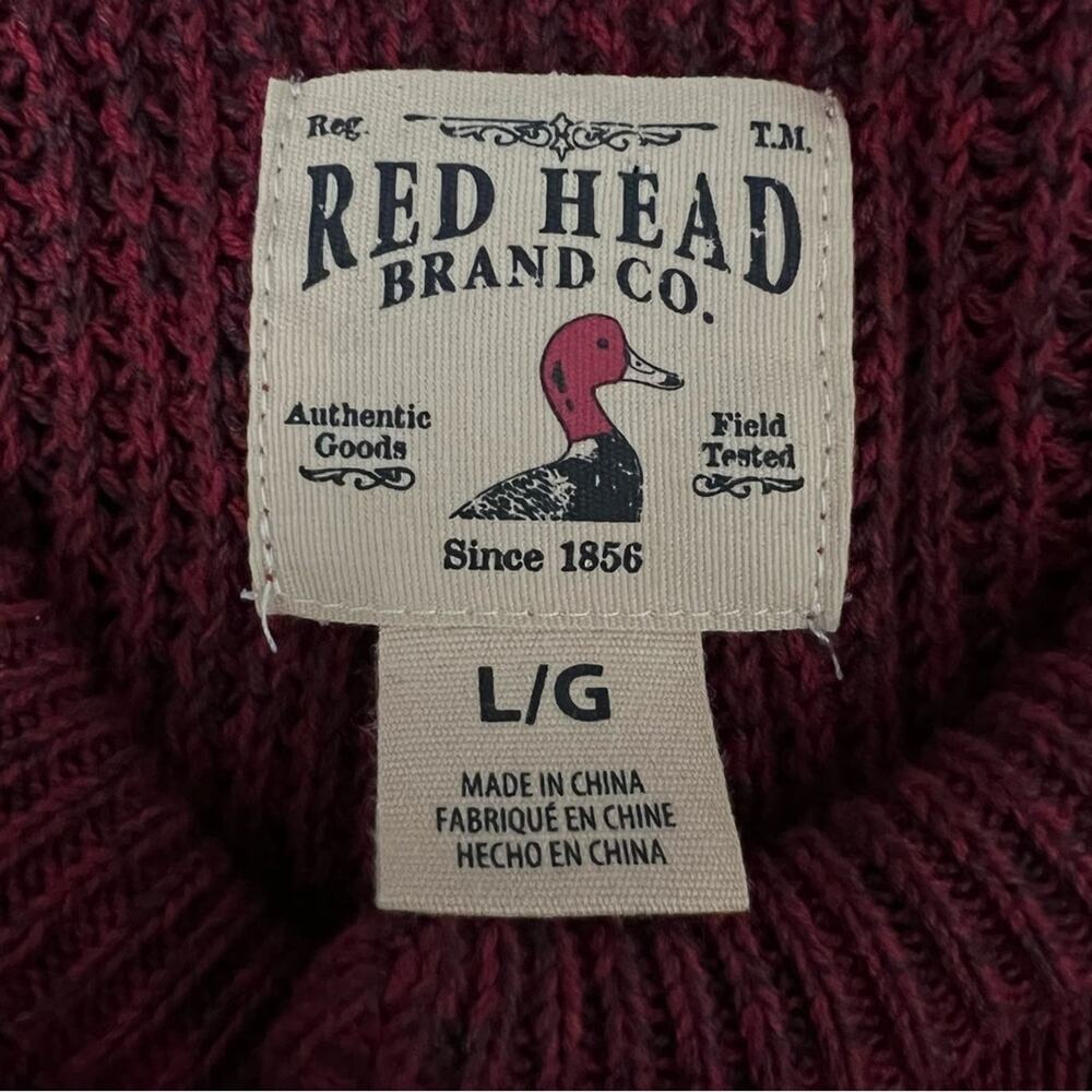 Red Head Vintage Henley Crew Neck Long Sleeve Knit Sweater | Men’s Size Large - Picture 5 of 9